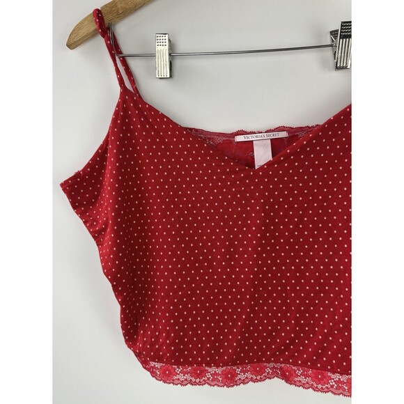 Victoria's Secret Stretch Modal Lace Back Cami Shorts Set Red Pink Polka Dot XXL - Picture 6 of 16